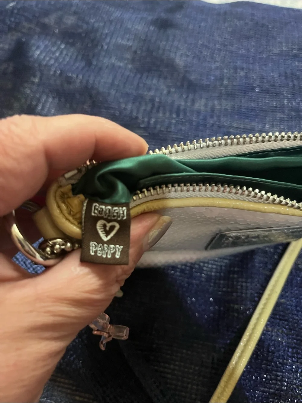 Coach Vintage Y2K Poppy Disco Iridescent Cream Sequin Crossbody Bag Mini